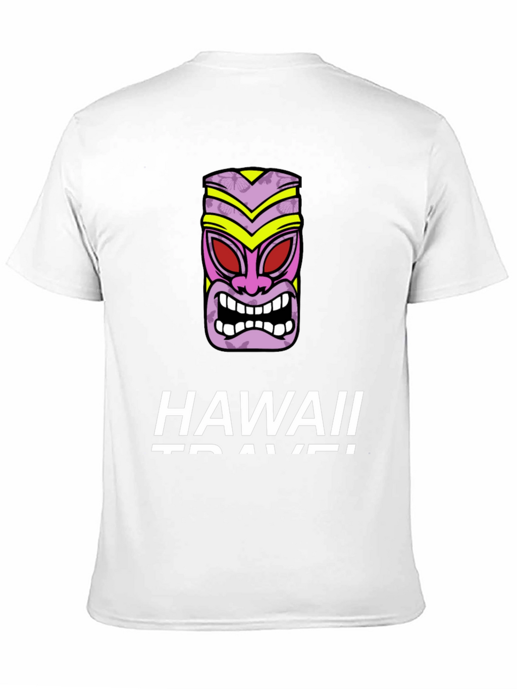 Hawaii Travel Black T-Shirt with Tiki Mask Graphic