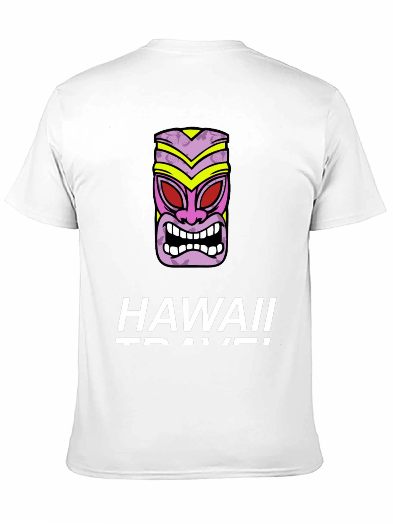 Hawaii Travel Black T-Shirt with Tiki Mask Graphic