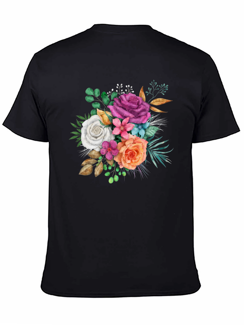 Floral Bouquet Graphic Black T-Shirt