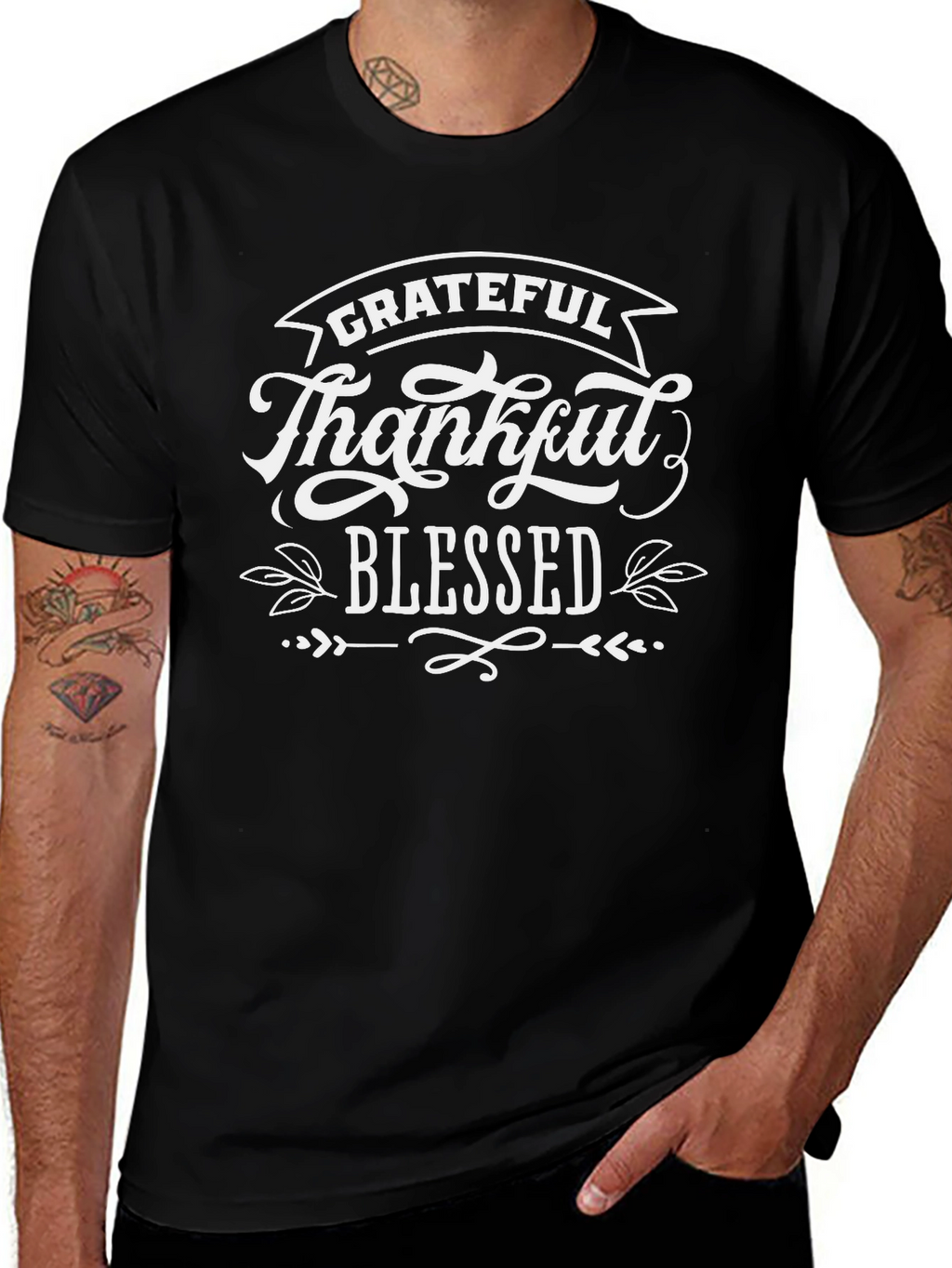 Grateful Thankful Blessed Black T-Shirt