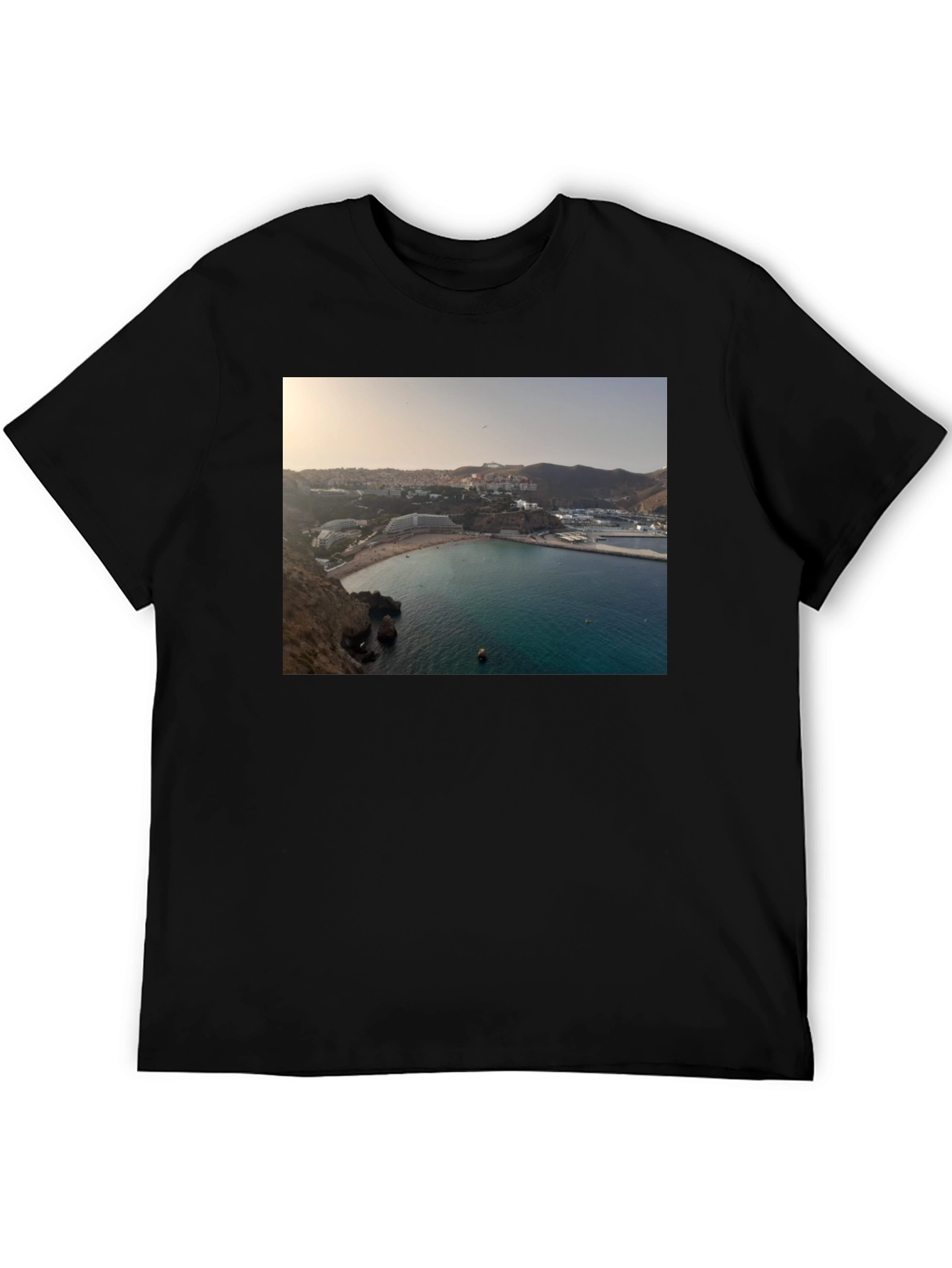 Scenic Beach View Black T-Shirt