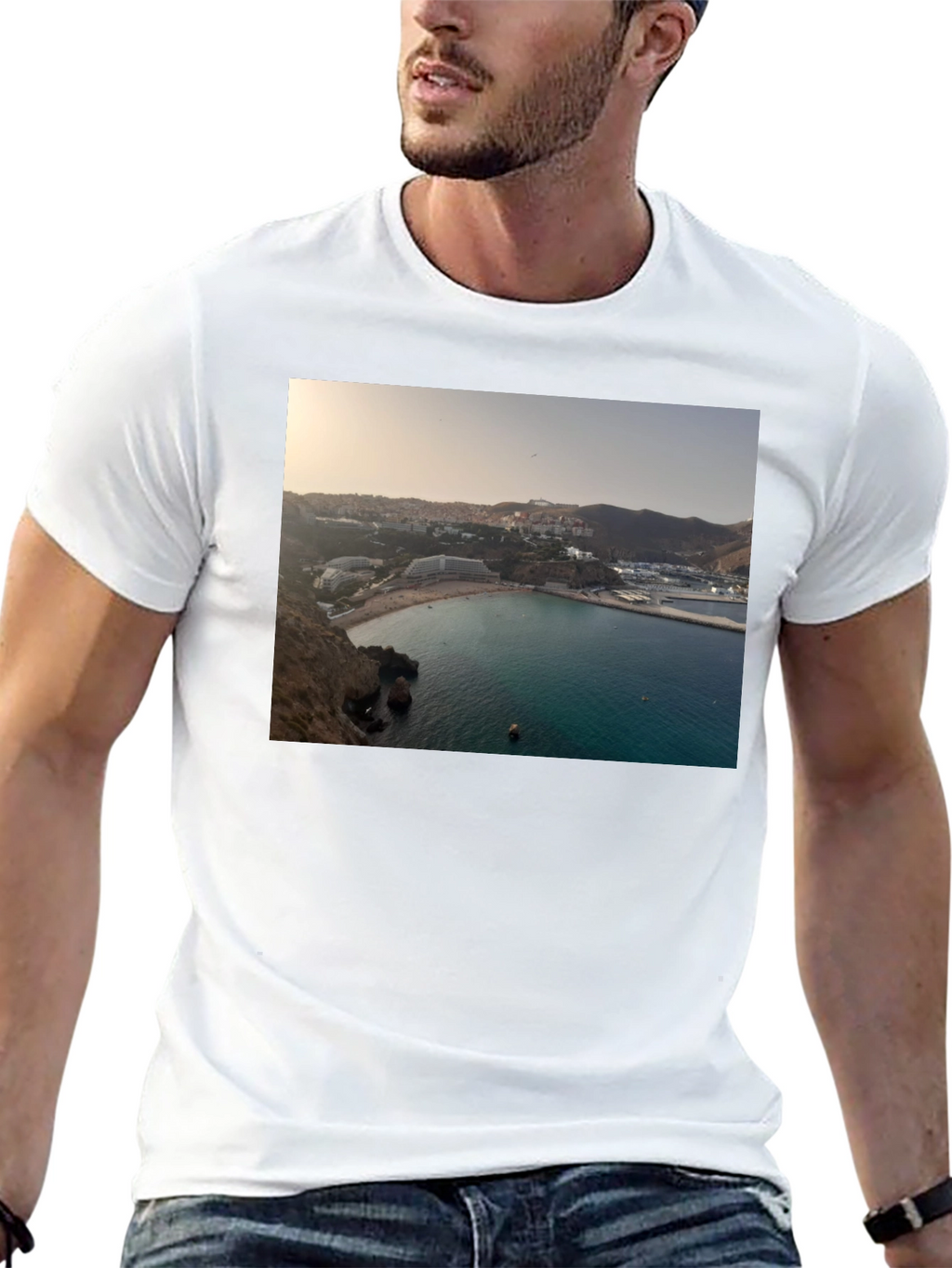 Scenic Beach View Black T-Shirt