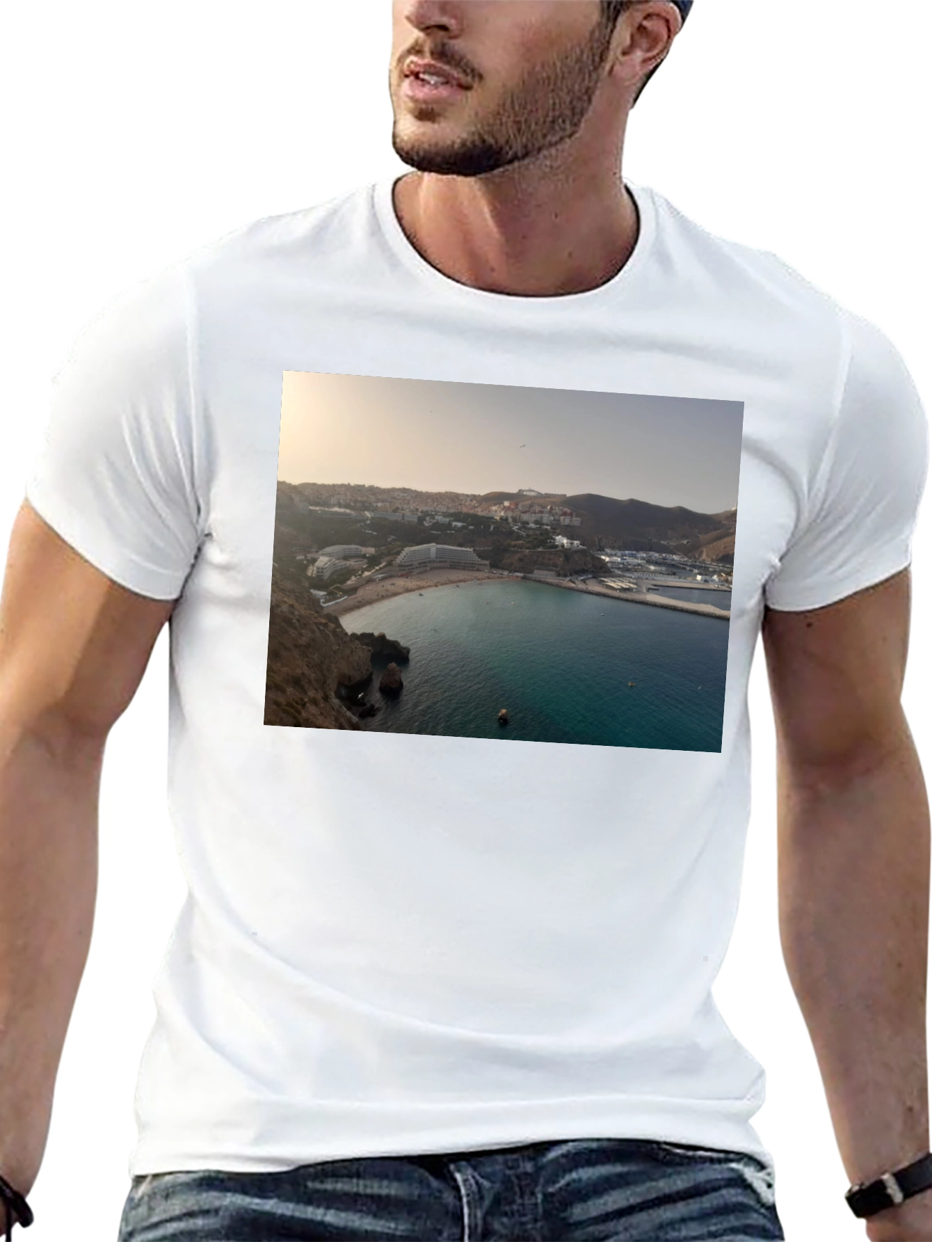 Scenic Beach View Black T-Shirt