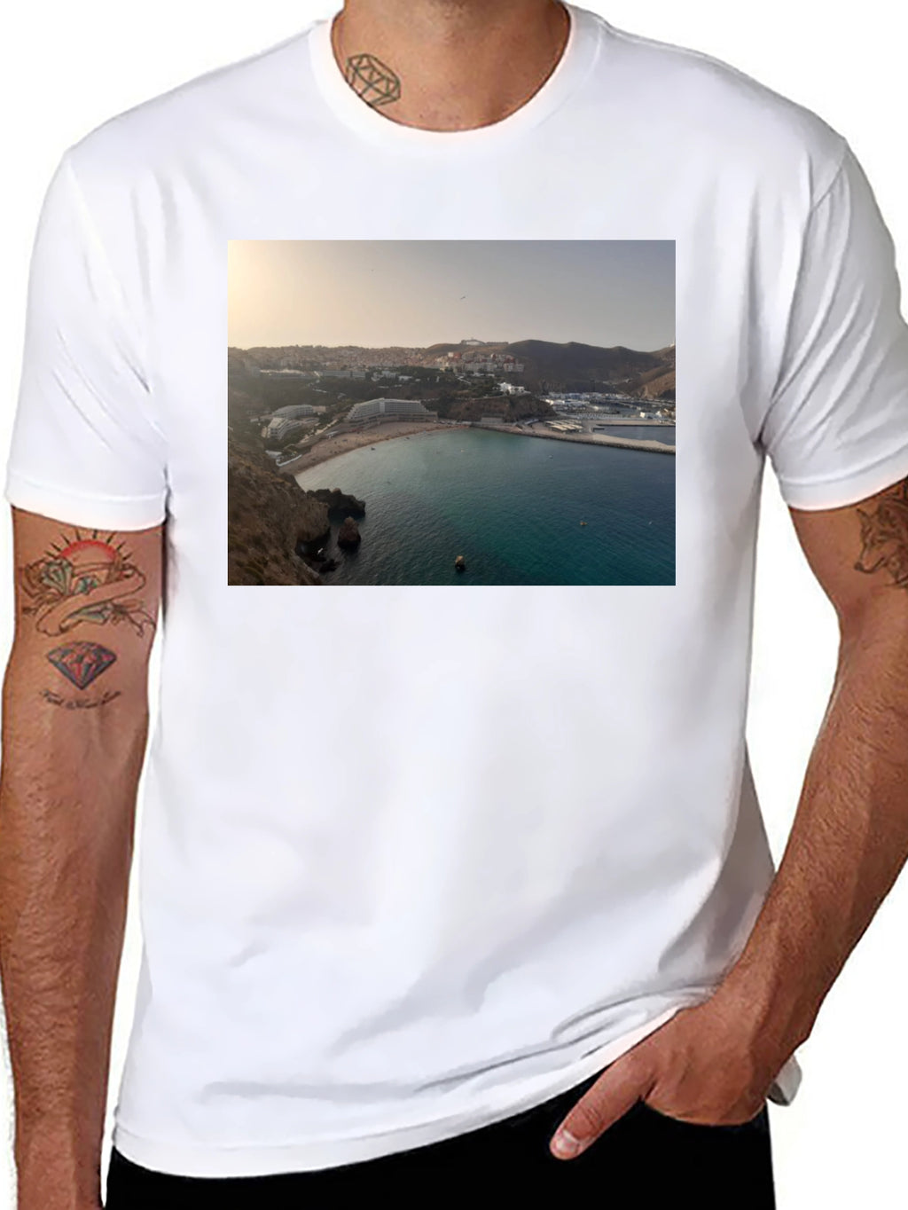 Scenic Beach View Black T-Shirt