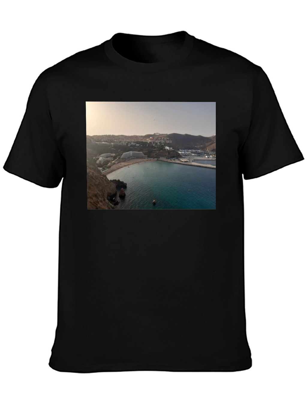 Scenic Beach View Black T-Shirt