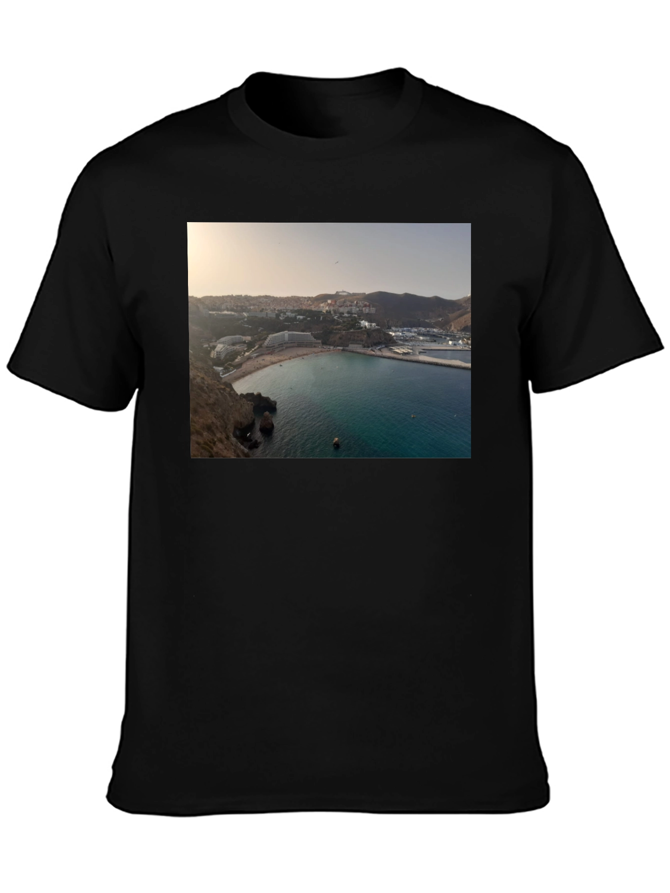 Scenic Beach View Black T-Shirt