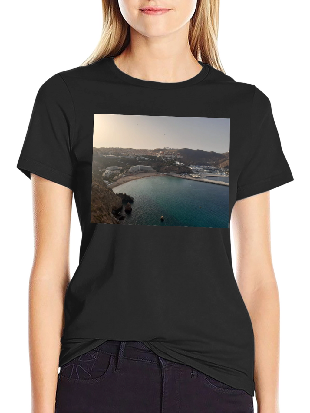Scenic Beach View Black T-Shirt