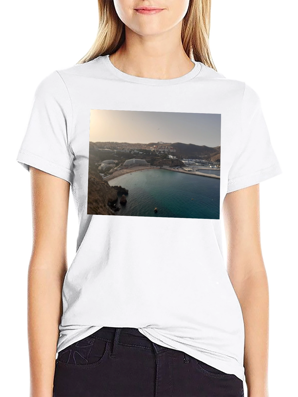 Scenic Beach View Black T-Shirt