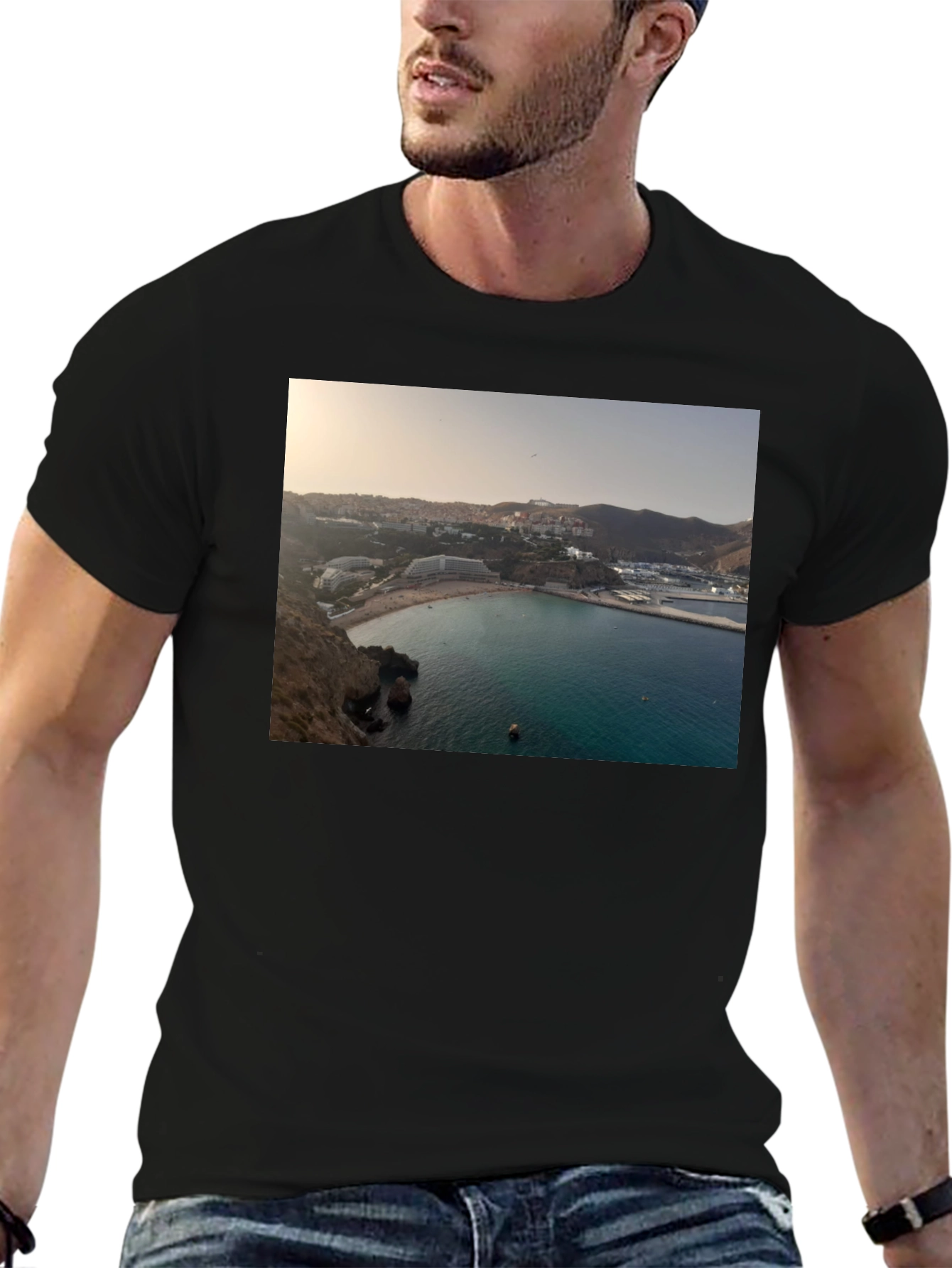 Scenic Beach View Black T-Shirt