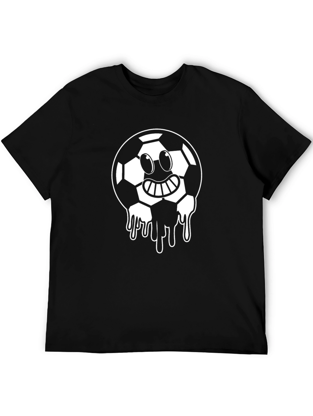 Fun Soccer Ball Face Black T-Shirt