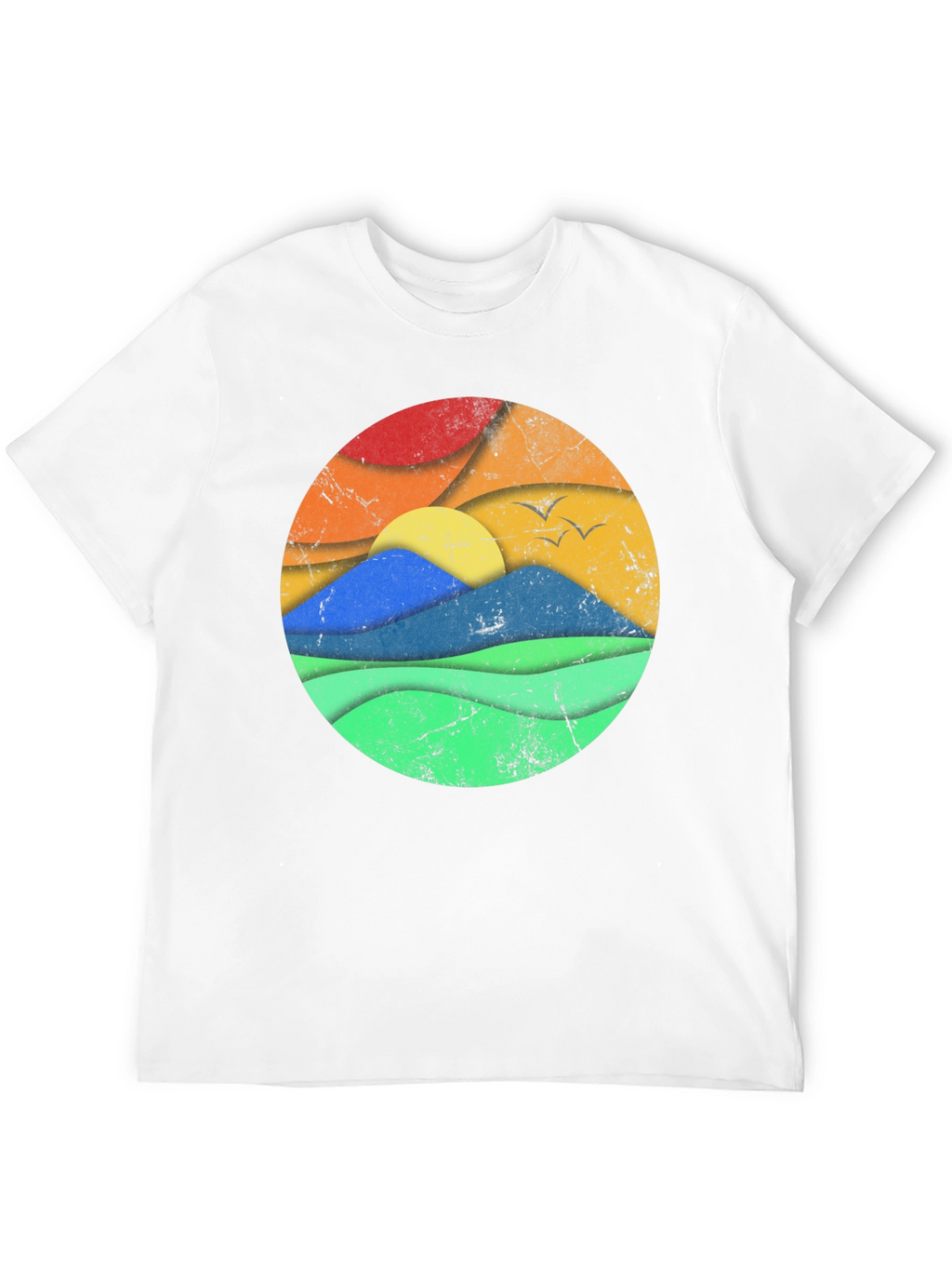 Retro Landscape Graphic Tee - Black Cotton Blend