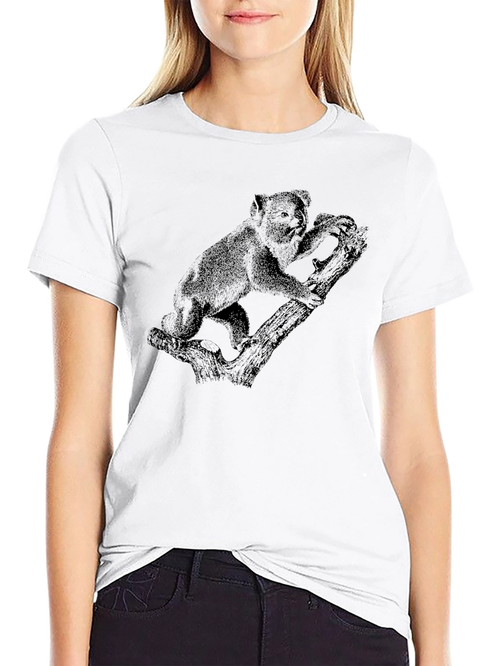 Koala Bear Print Black T-Shirt