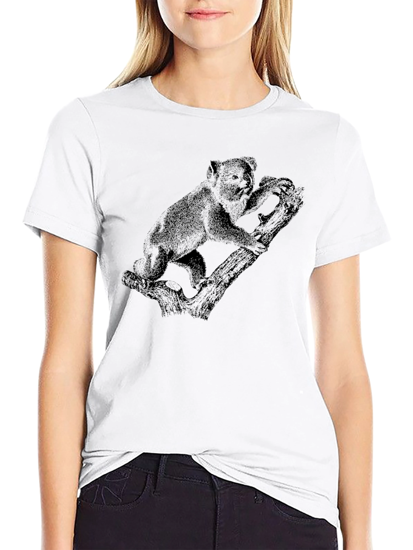 Koala Bear Print Black T-Shirt