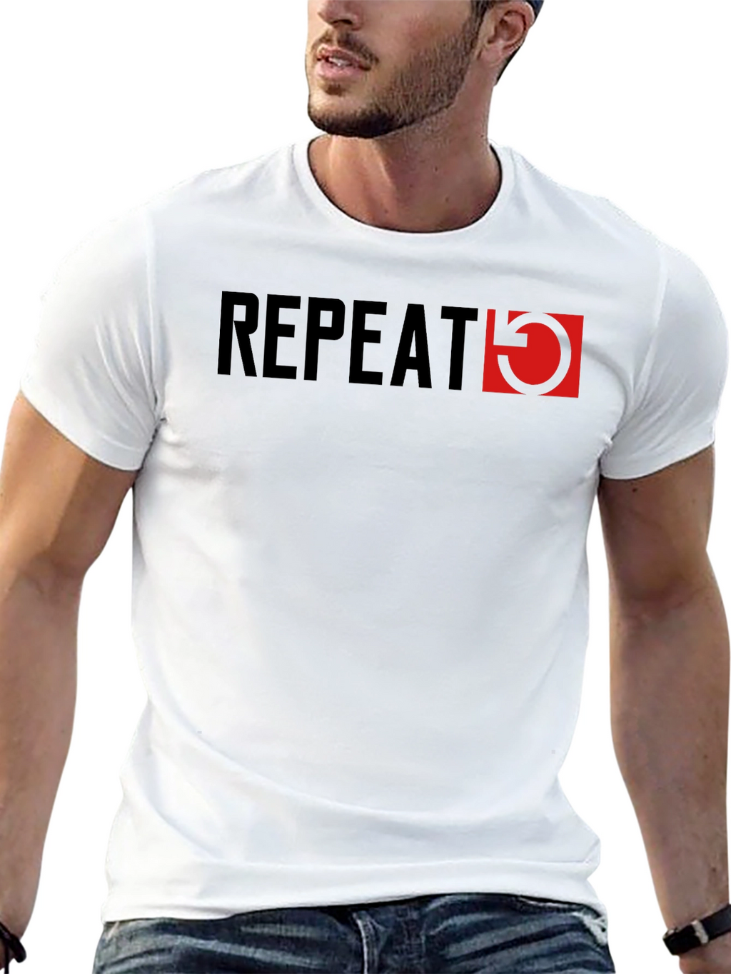 Repeat Graphic Tee - Stylish Mens Black T-Shirt