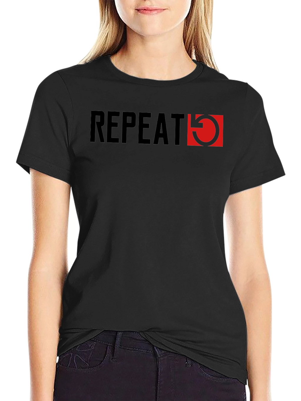 Repeat Graphic Tee - Stylish Mens Black T-Shirt