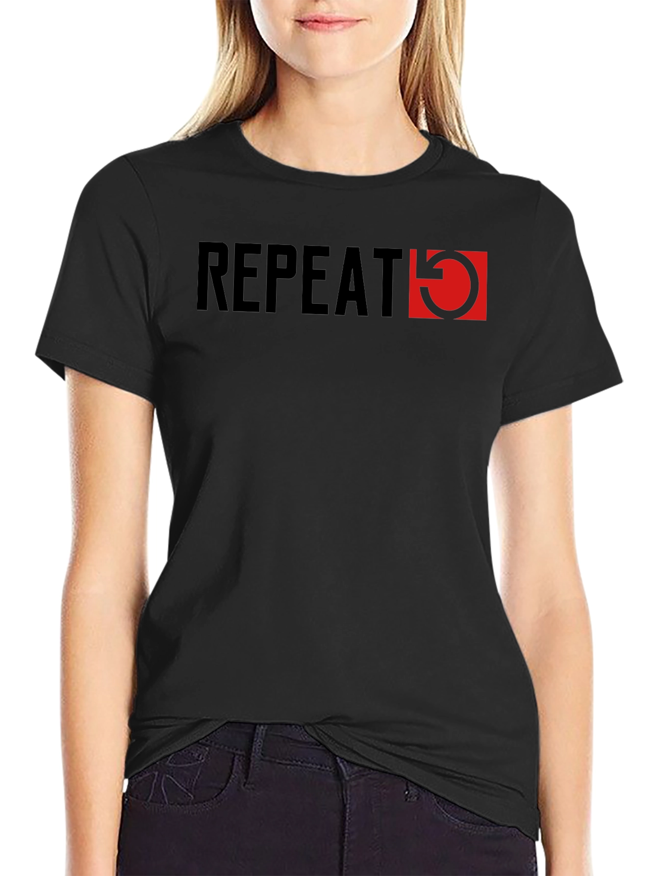 Repeat Graphic Tee - Stylish Mens Black T-Shirt
