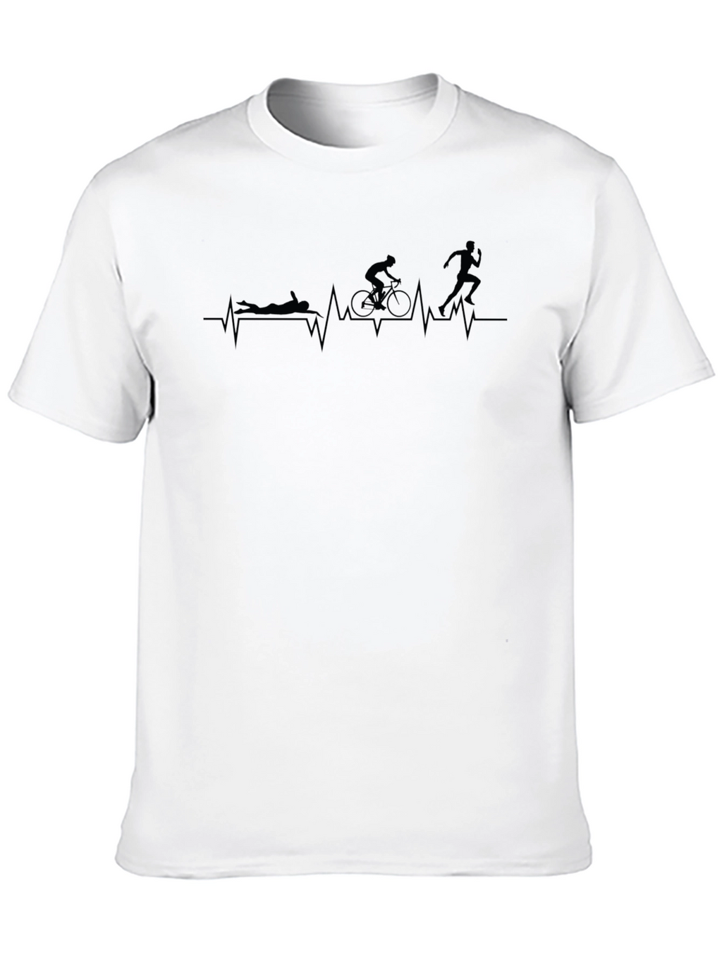 Triathlon Heartbeat Graphic T-Shirt - Black