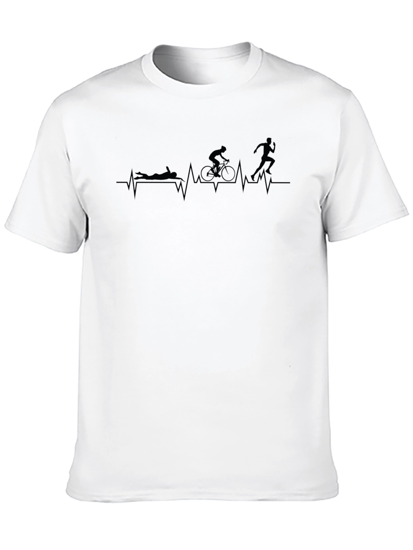 Triathlon Heartbeat Graphic T-Shirt - Black