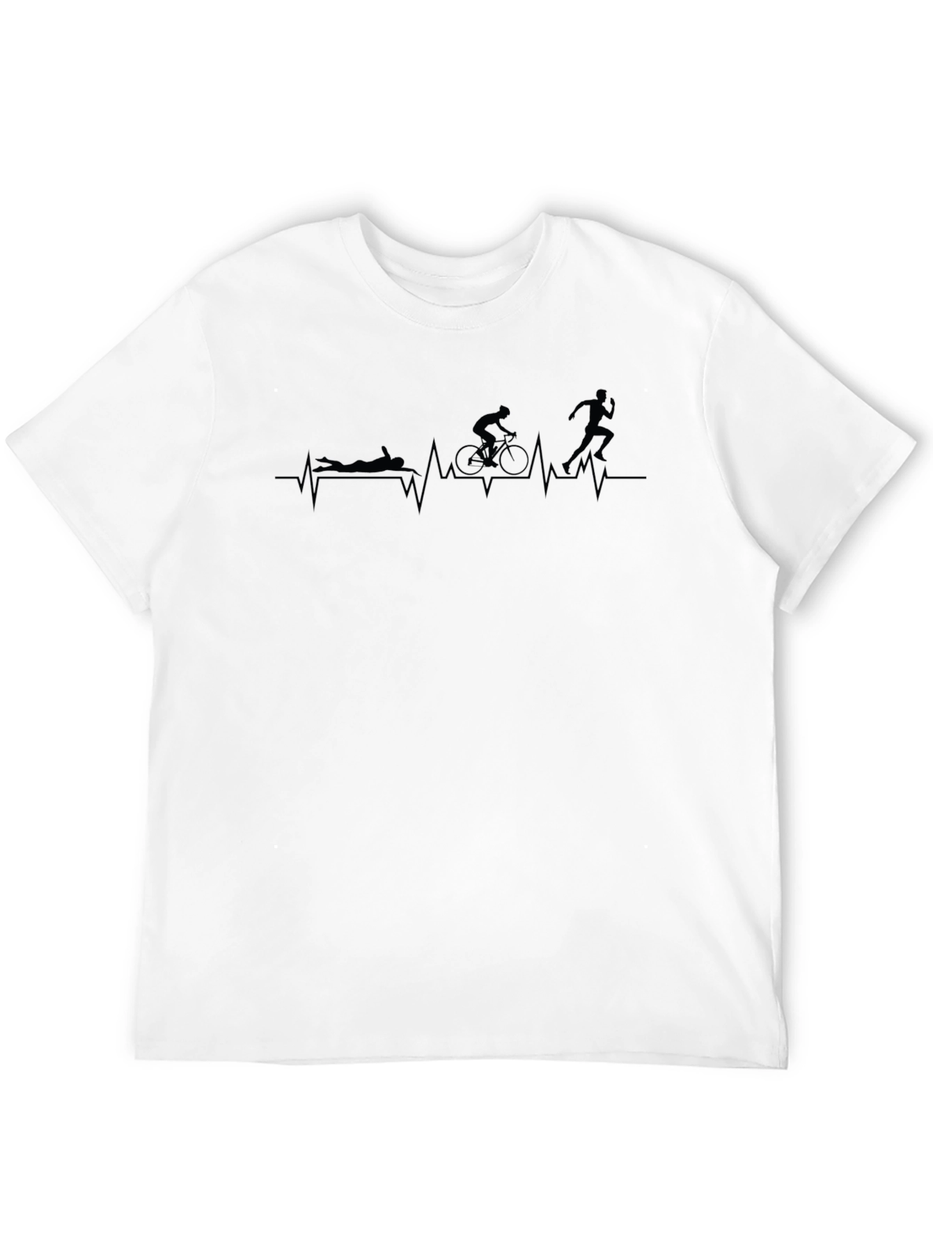 Triathlon Heartbeat Graphic T-Shirt - Black