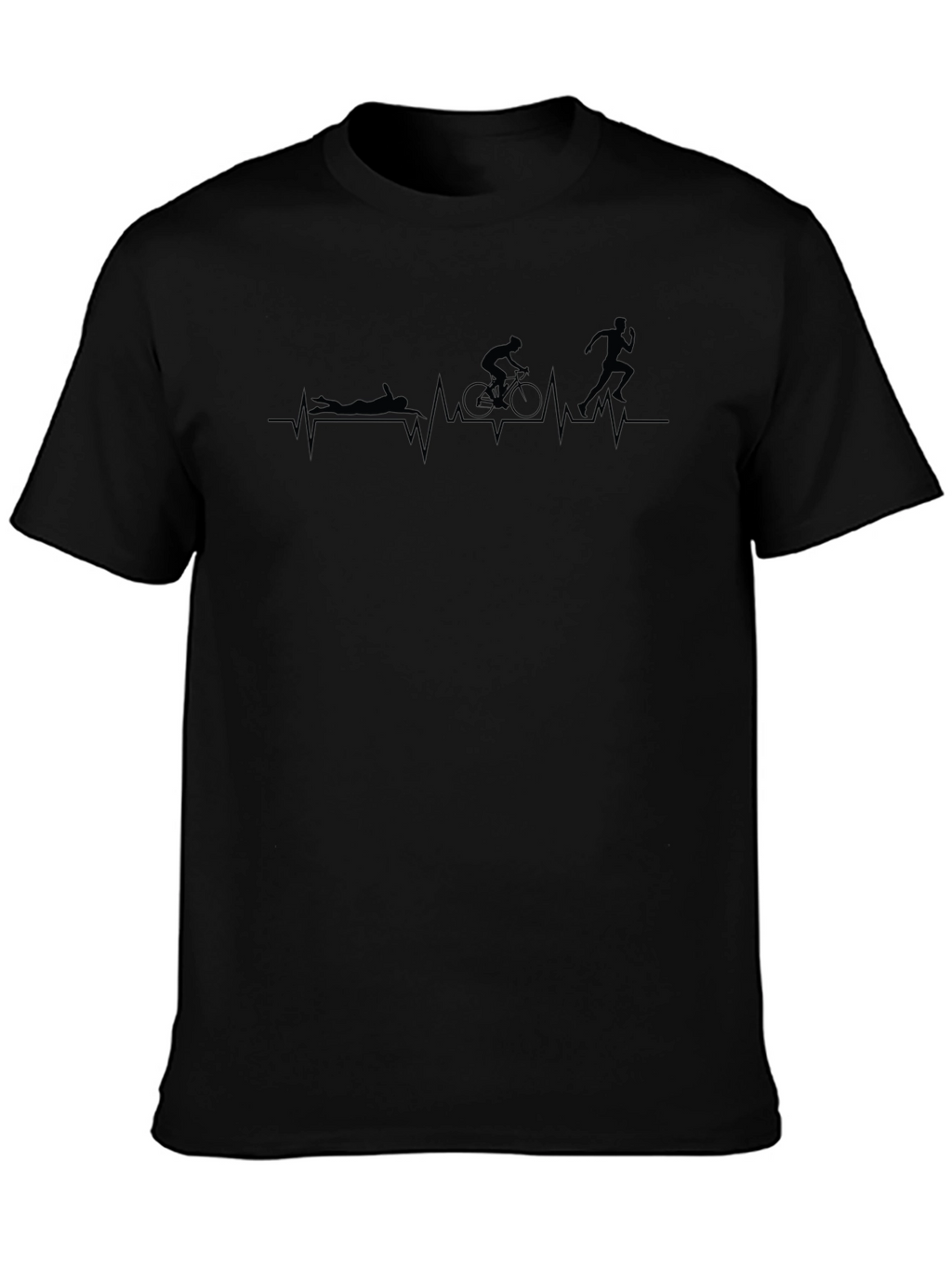 Triathlon Heartbeat Graphic T-Shirt - Black