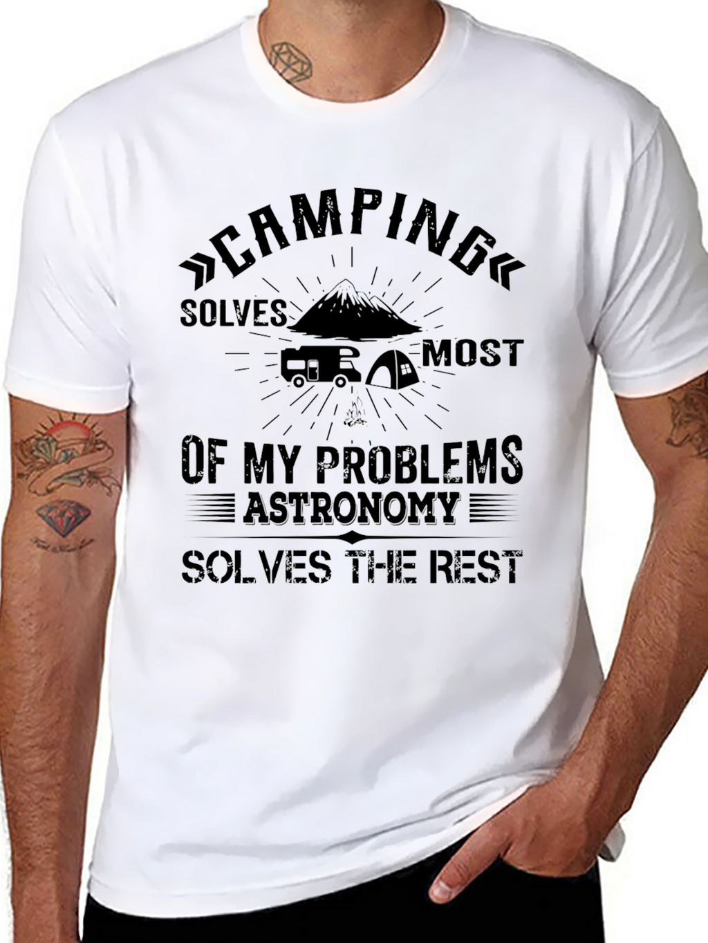 Camping Solves My Problems Black T-Shirt