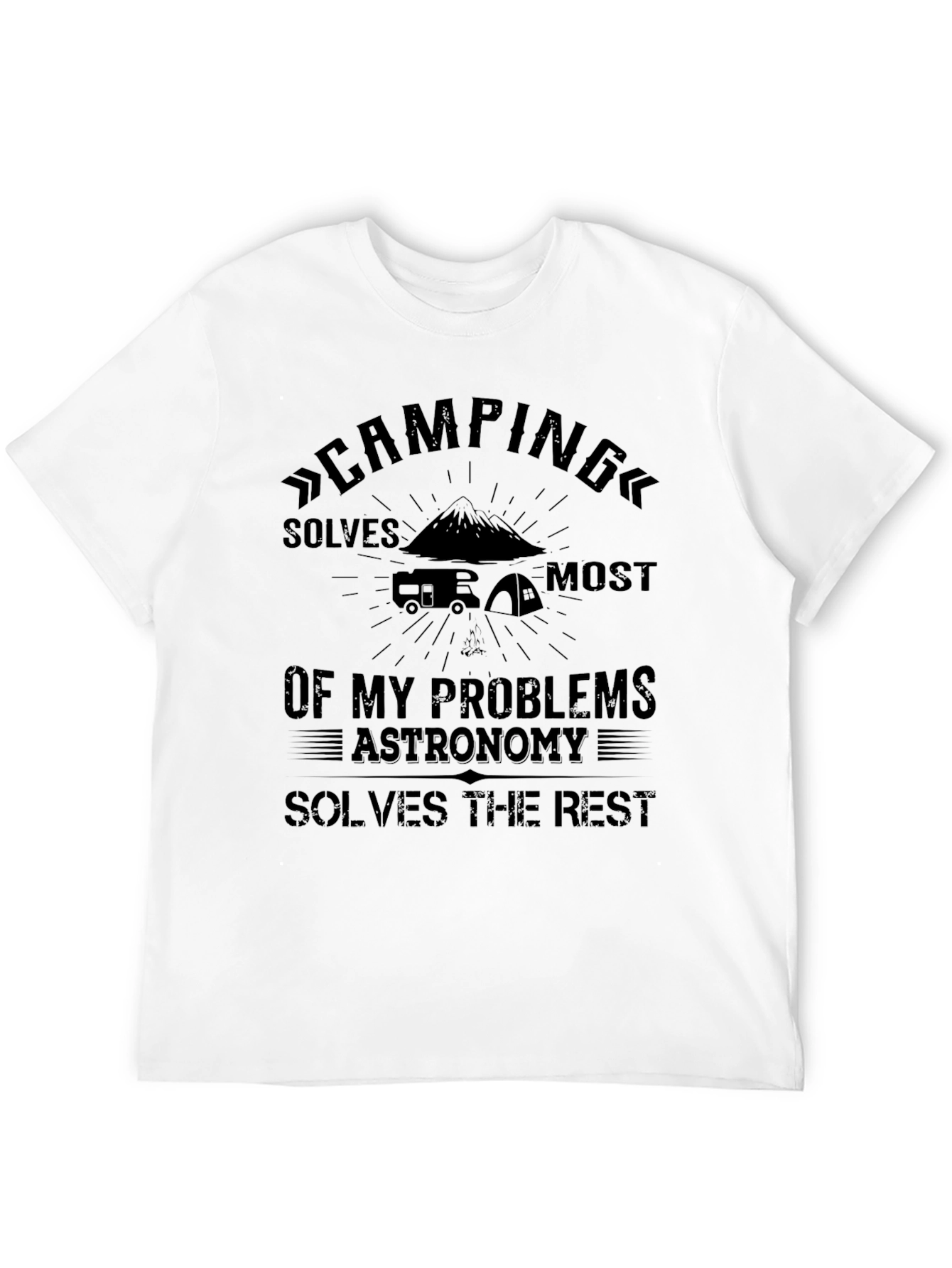Camping Solves My Problems Black T-Shirt