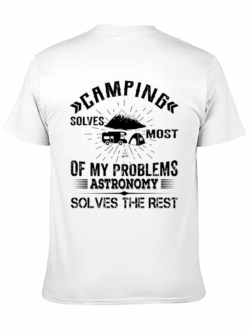 Camping Solves My Problems Black T-Shirt