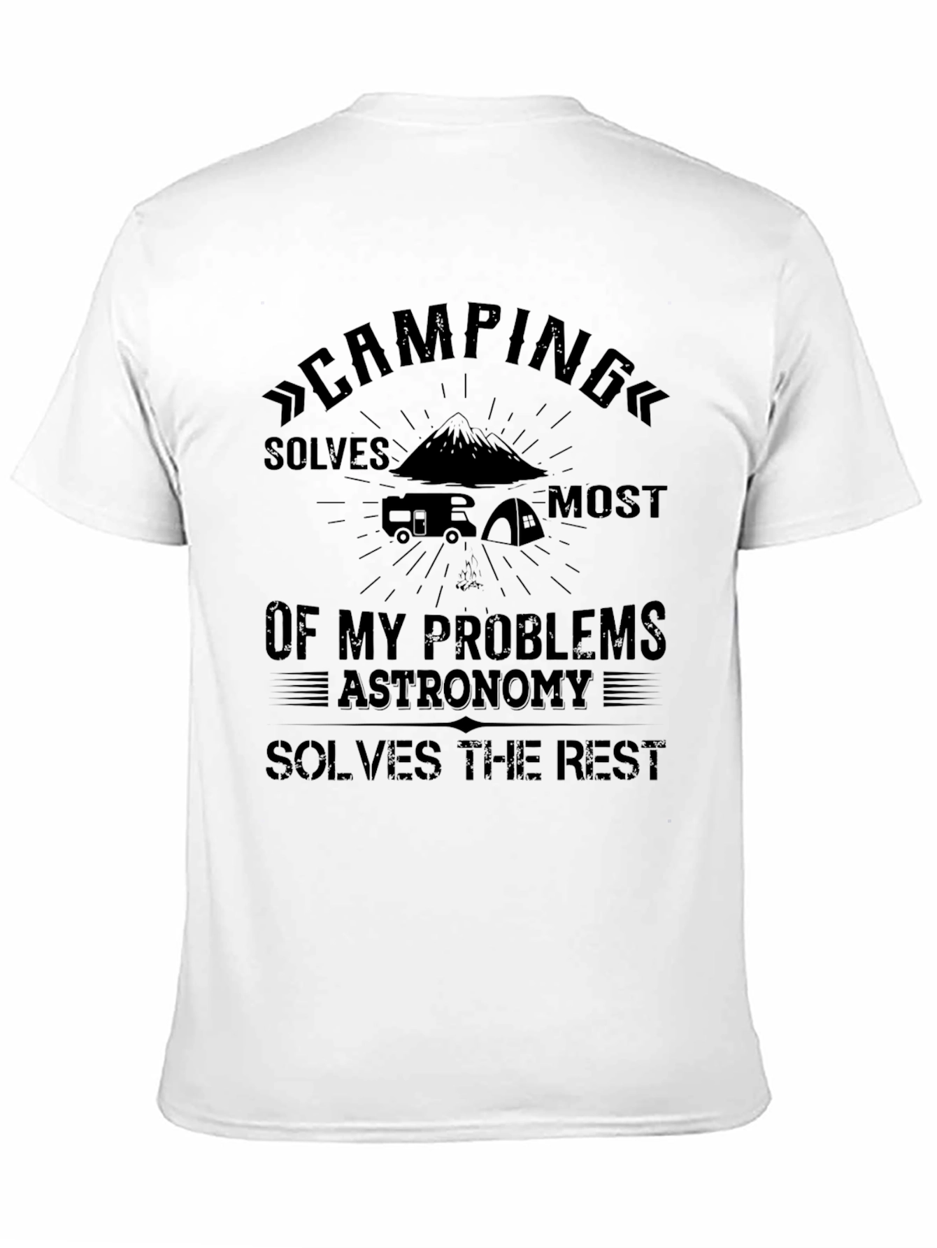 Camping Solves My Problems Black T-Shirt