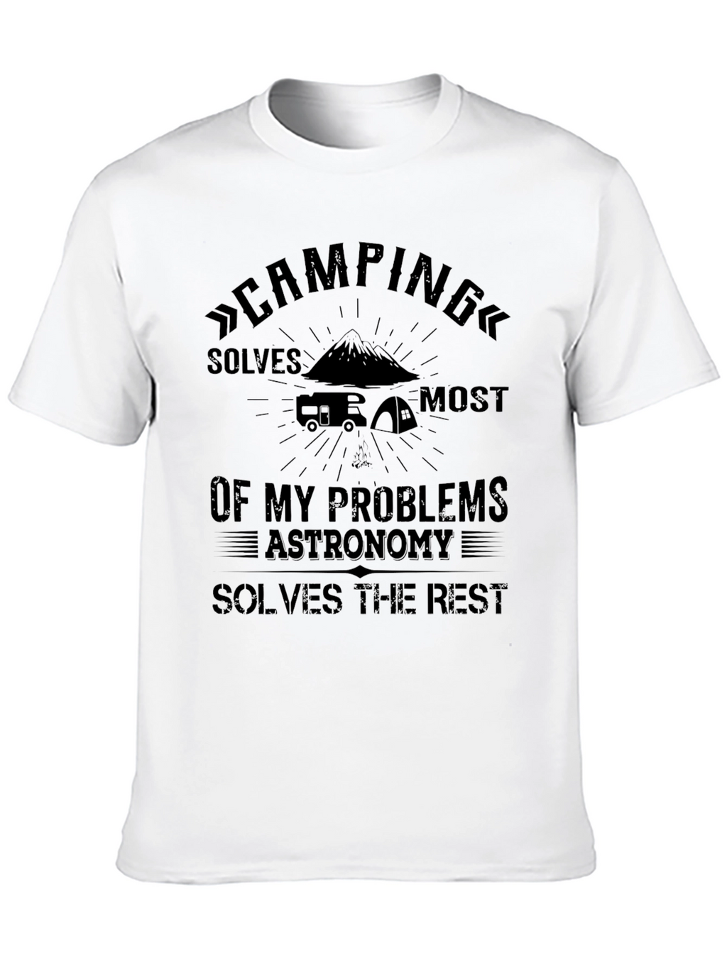 Camping Solves My Problems Black T-Shirt