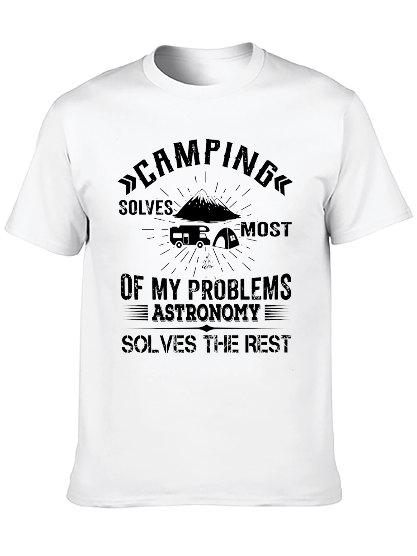 Camping Solves My Problems Black T-Shirt