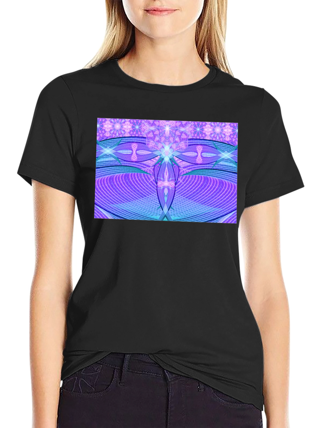 Abstract Purple Graphic Print Tee