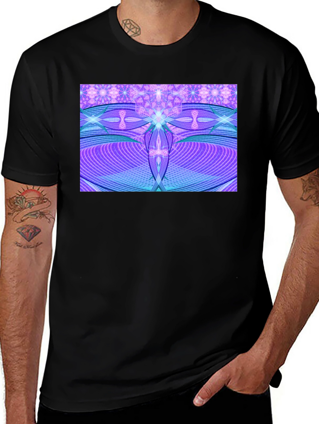 Abstract Purple Graphic Print Tee