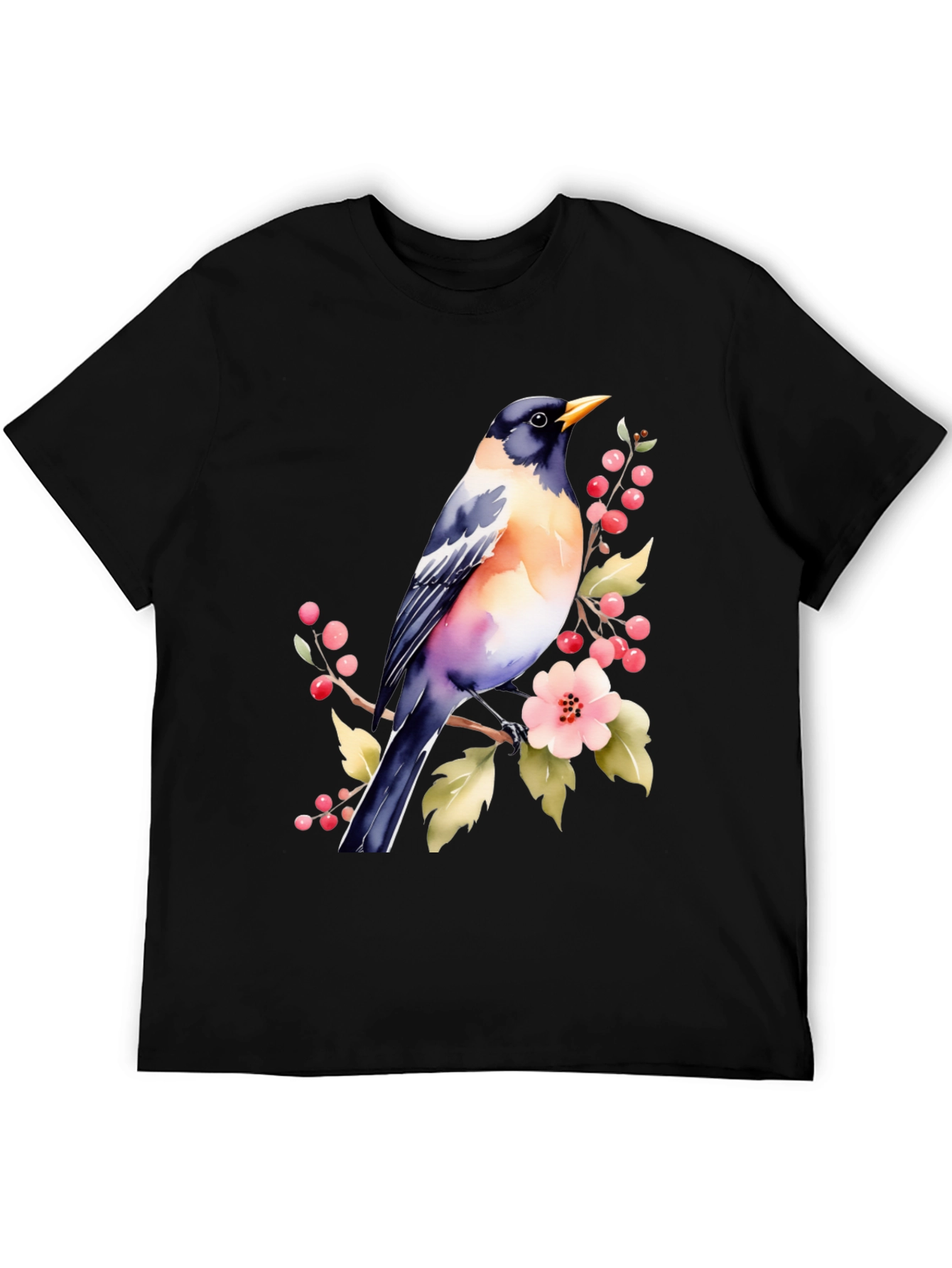 Bird & Blossoms Graphic Tee - Nature Lovers Shirt