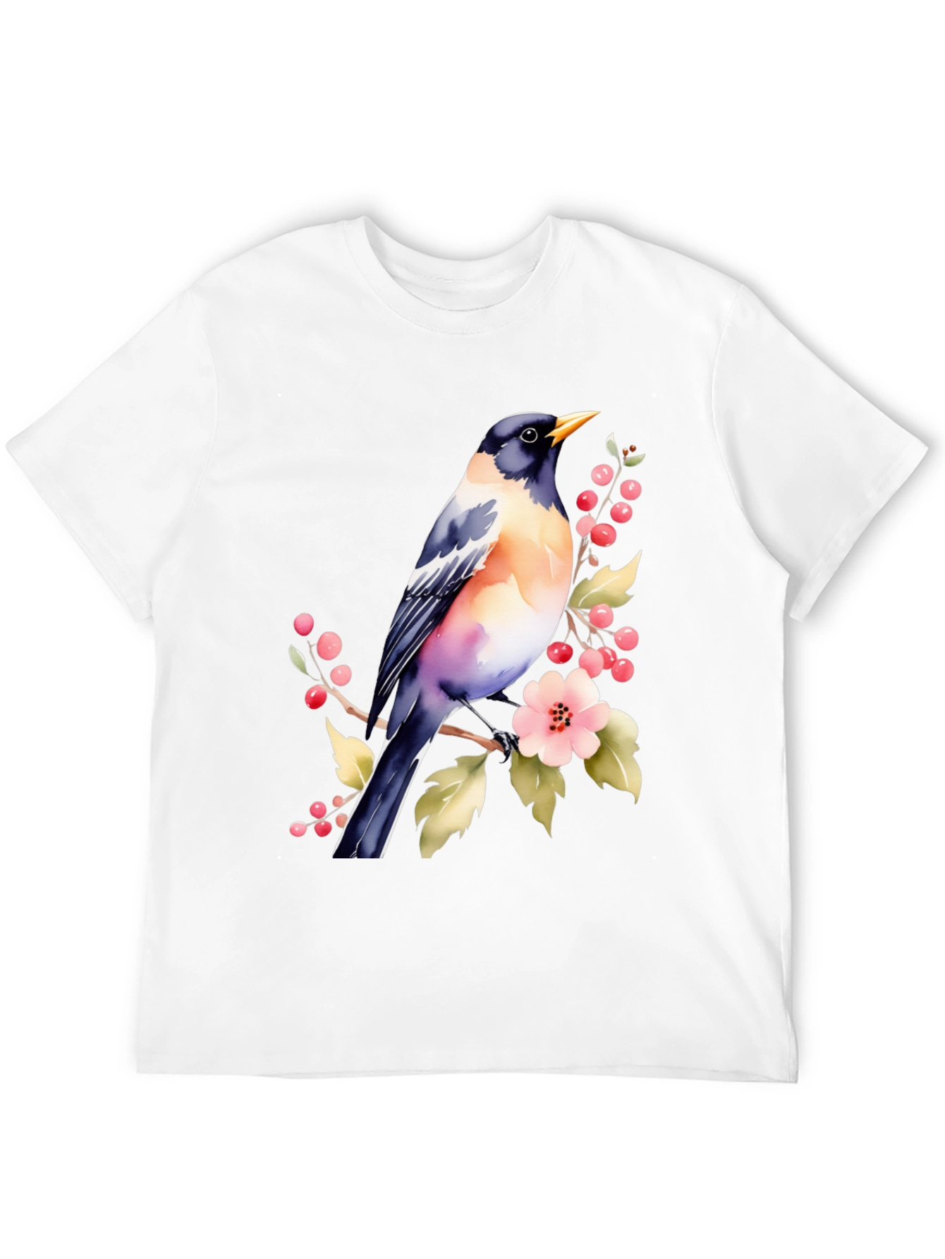 Bird & Blossoms Graphic Tee - Nature Lovers Shirt