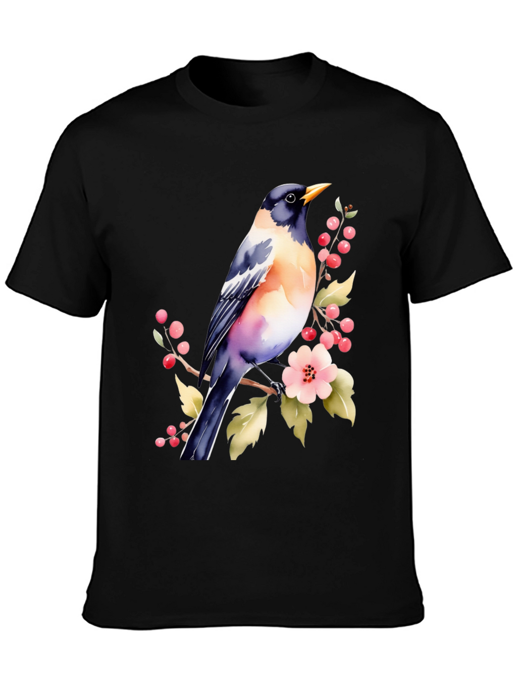 Bird & Blossoms Graphic Tee - Nature Lovers Shirt