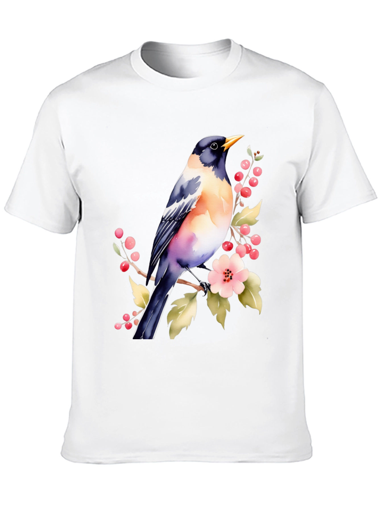 Bird & Blossoms Graphic Tee - Nature Lovers Shirt