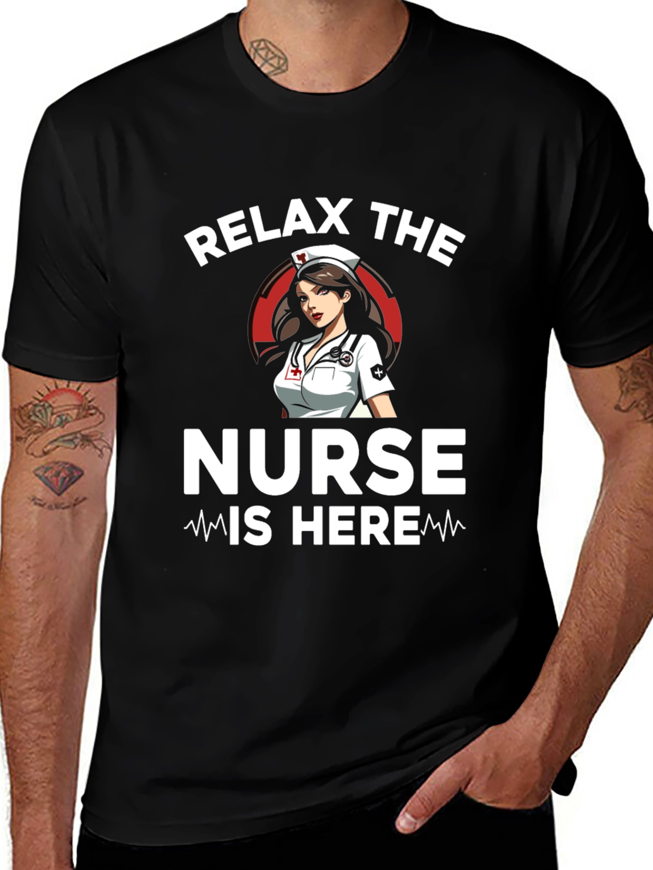 Relax the Nurse Is Here Graphic T-Shirt