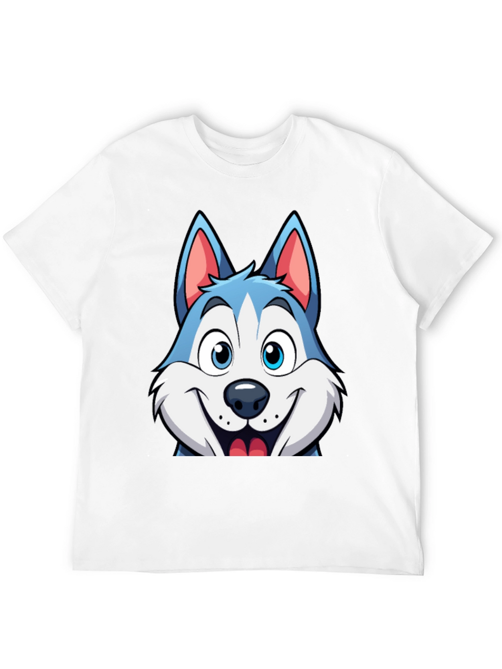 Cartoon Husky Graphic Tee - Soft Cotton Blend