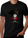 Skull with Mustache Graphic Tee - Mens Black T-Shirt