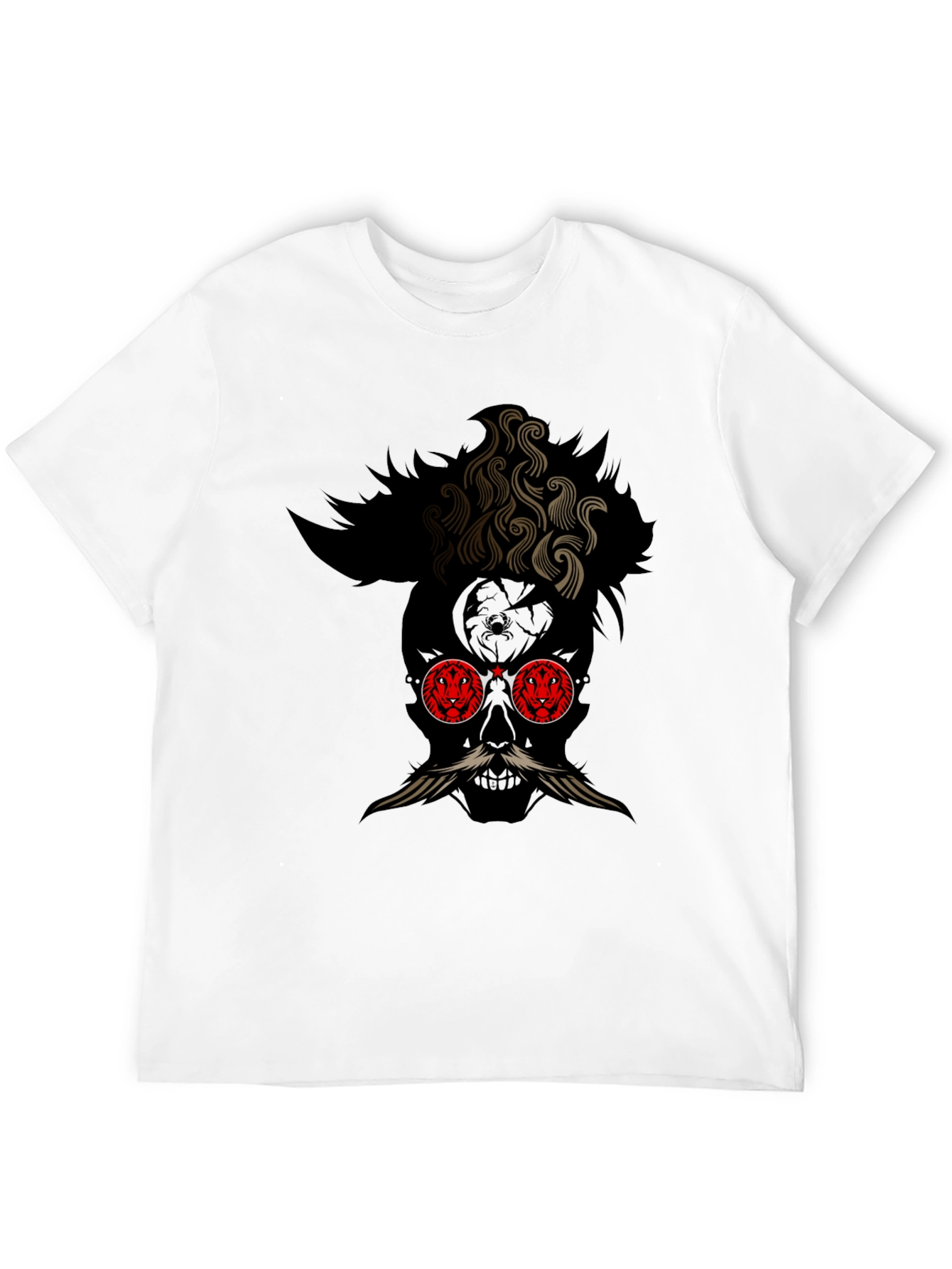 Skull with Mustache Graphic Tee - Mens Black T-Shirt