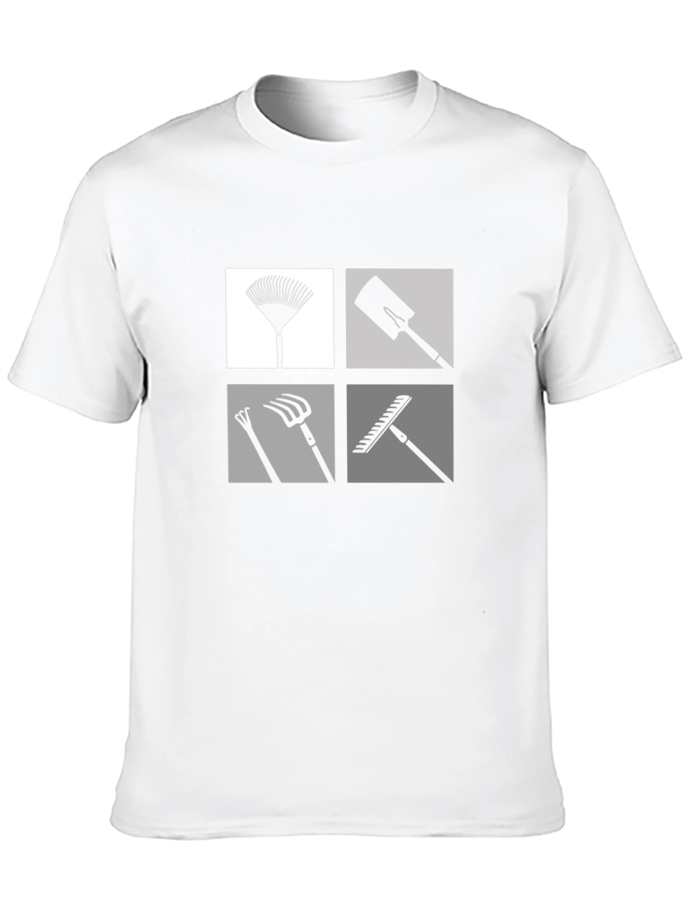 Gardening Tools Graphic Tee - Black Cotton Casual Shirt