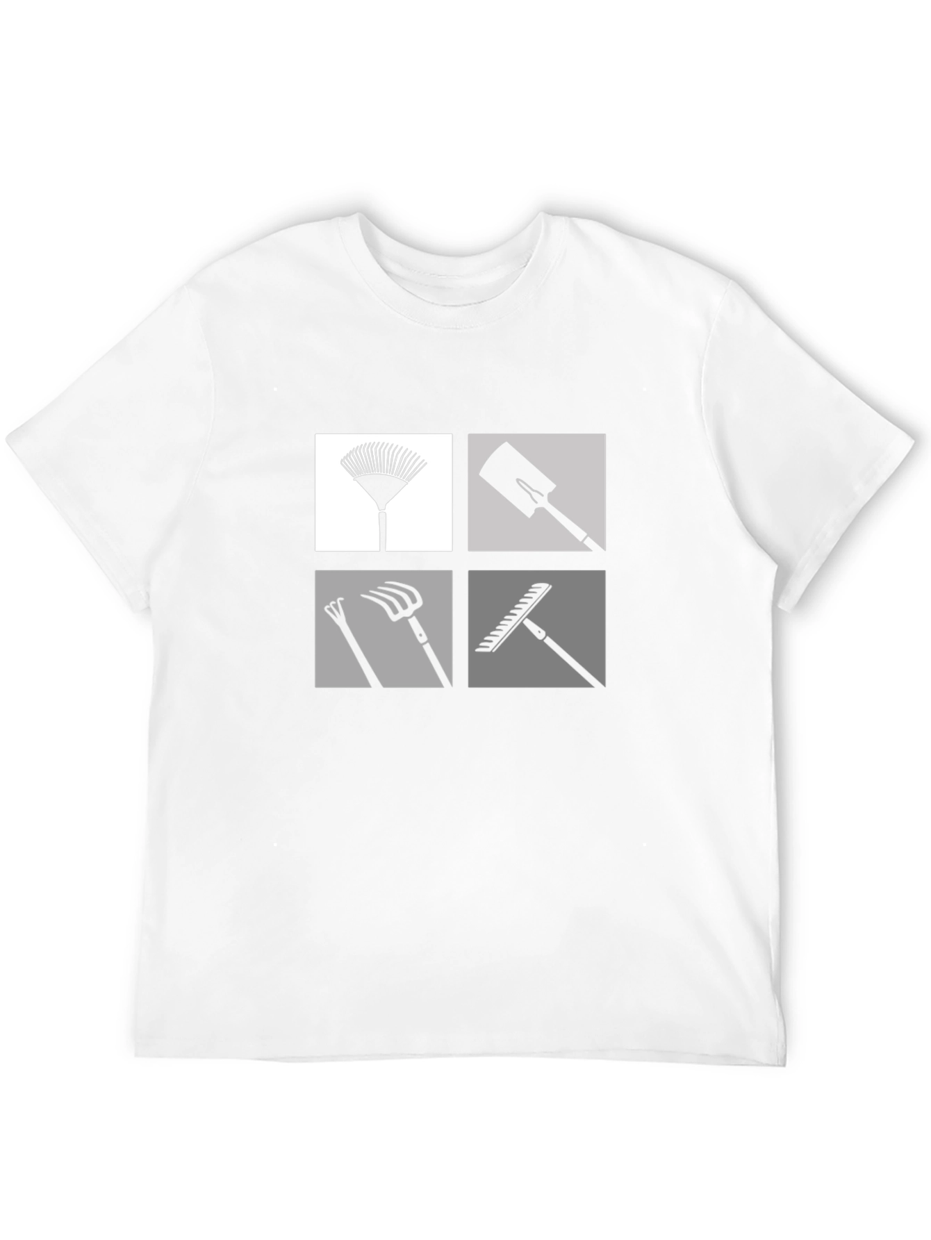 Gardening Tools Graphic Tee - Black Cotton Casual Shirt