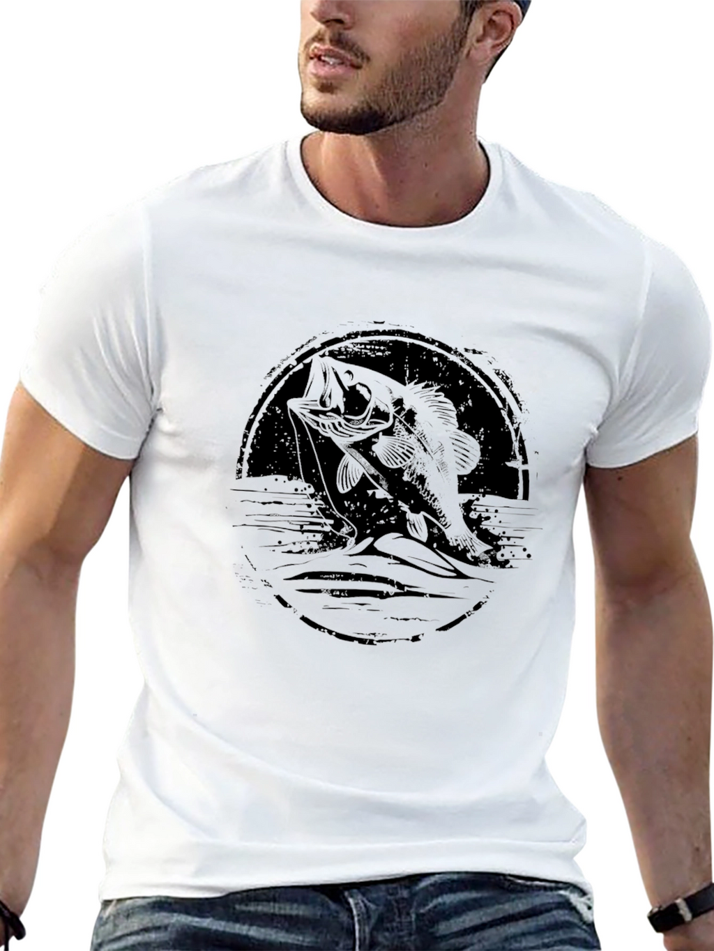 Bass Fishing Graphic Tee - Black