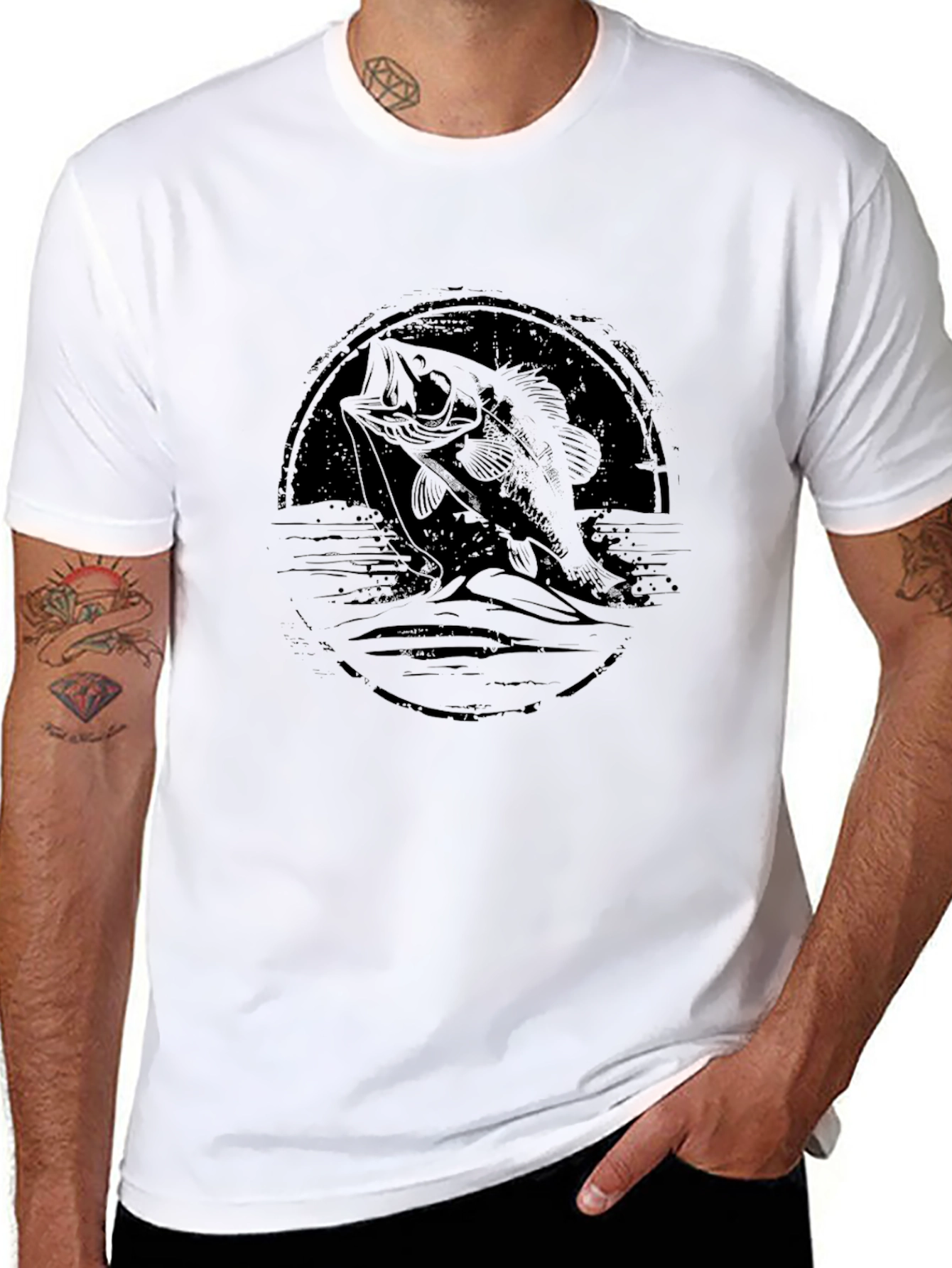 Bass Fishing Graphic Tee - Black