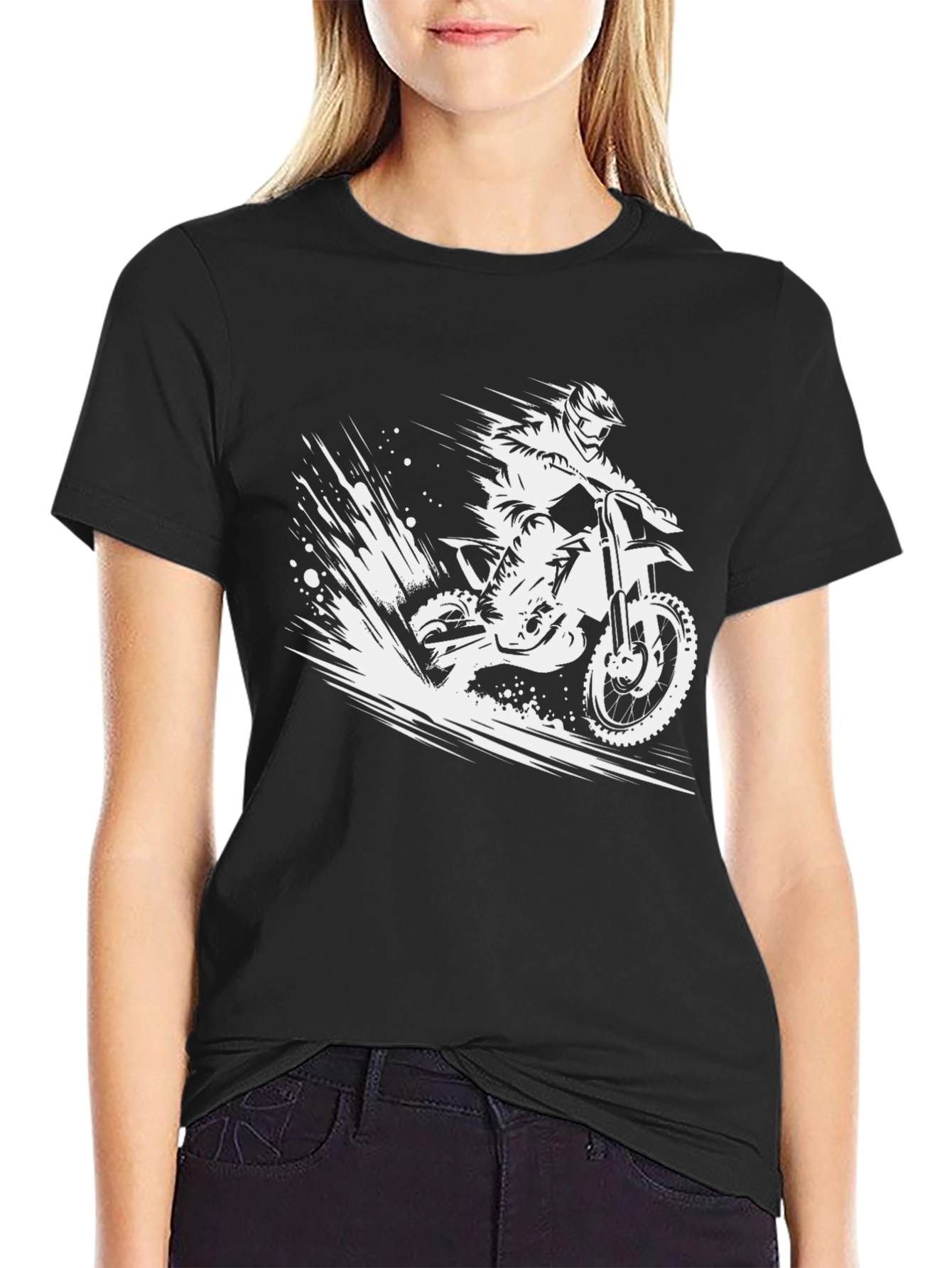 Dirt Bike Rider Graphic Tee - Black