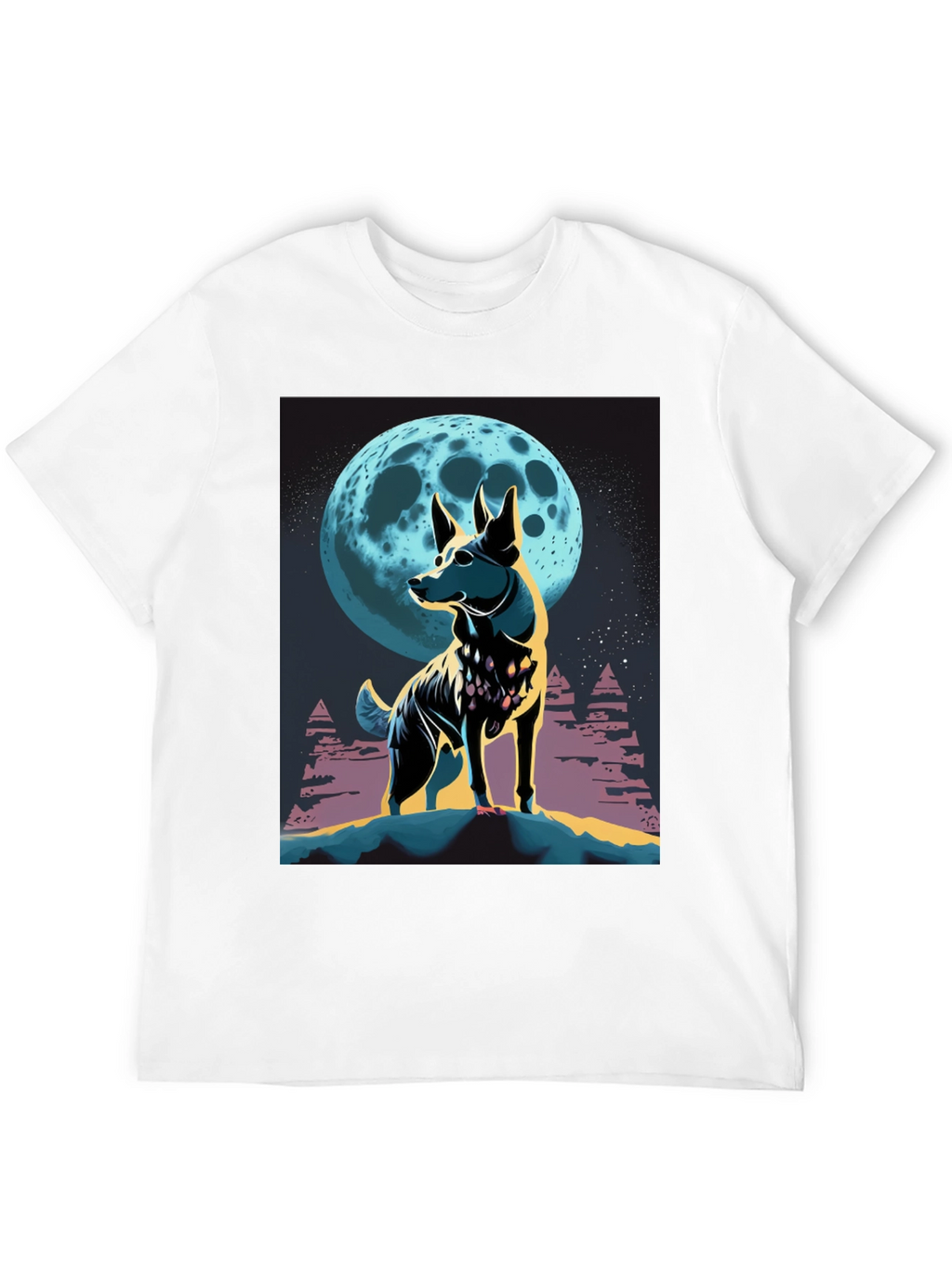 Dog Moon Graphic Tee - Stylish Mens Black T-Shirt