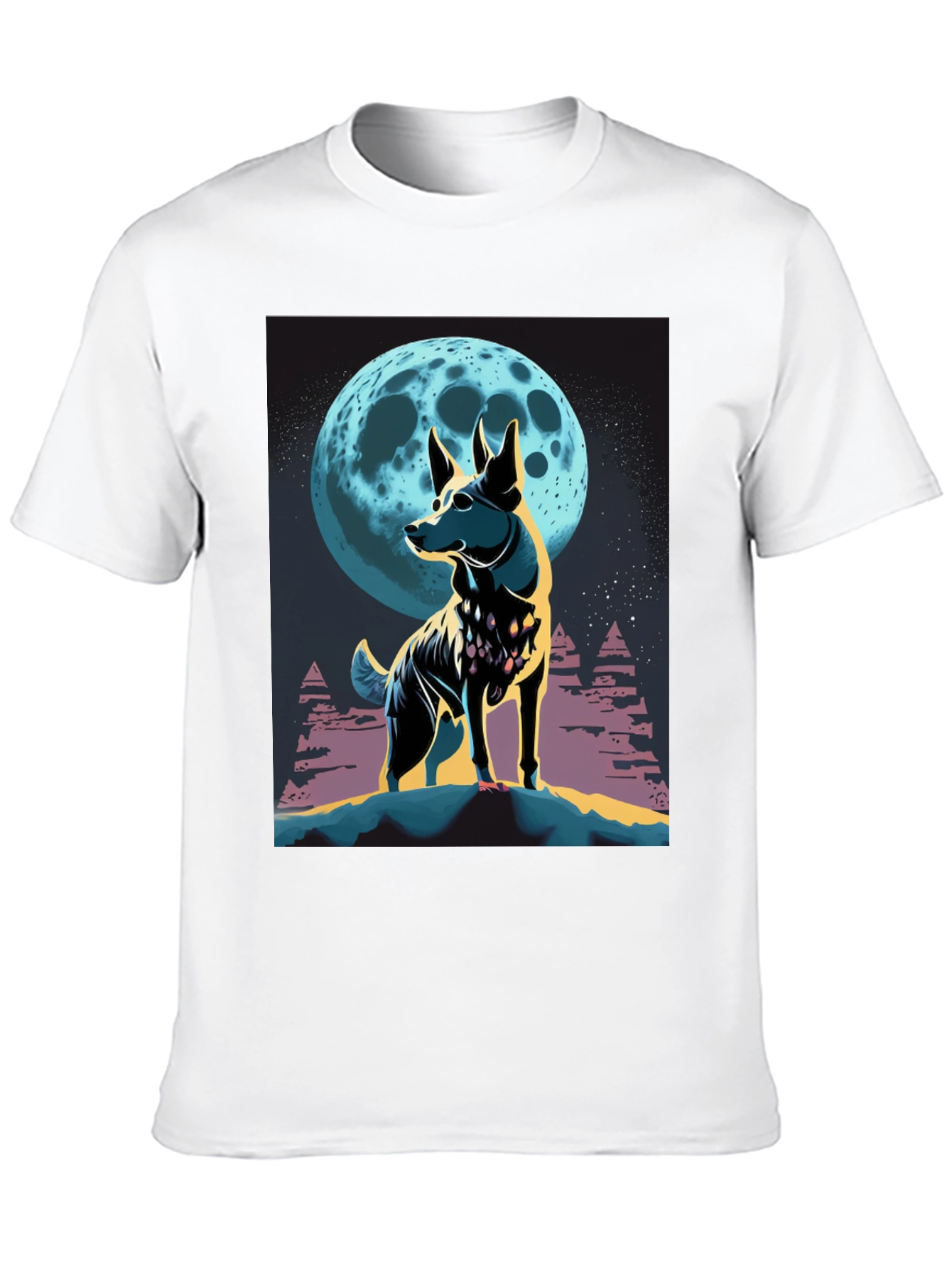 Dog Moon Graphic Tee - Stylish Mens Black T-Shirt