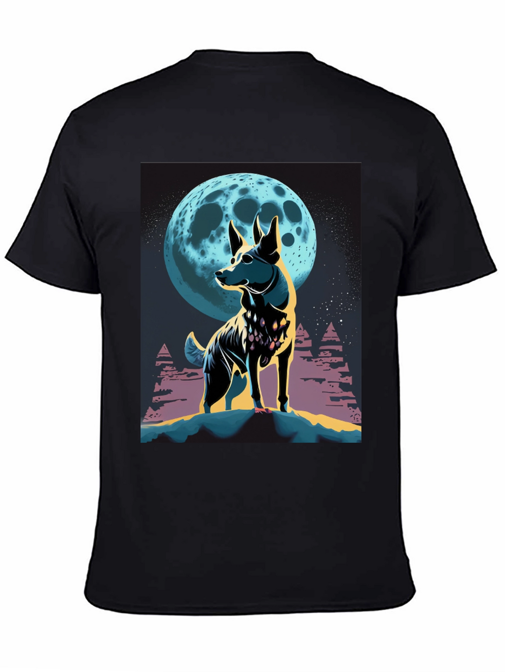 Dog Moon Graphic Tee - Stylish Mens Black T-Shirt