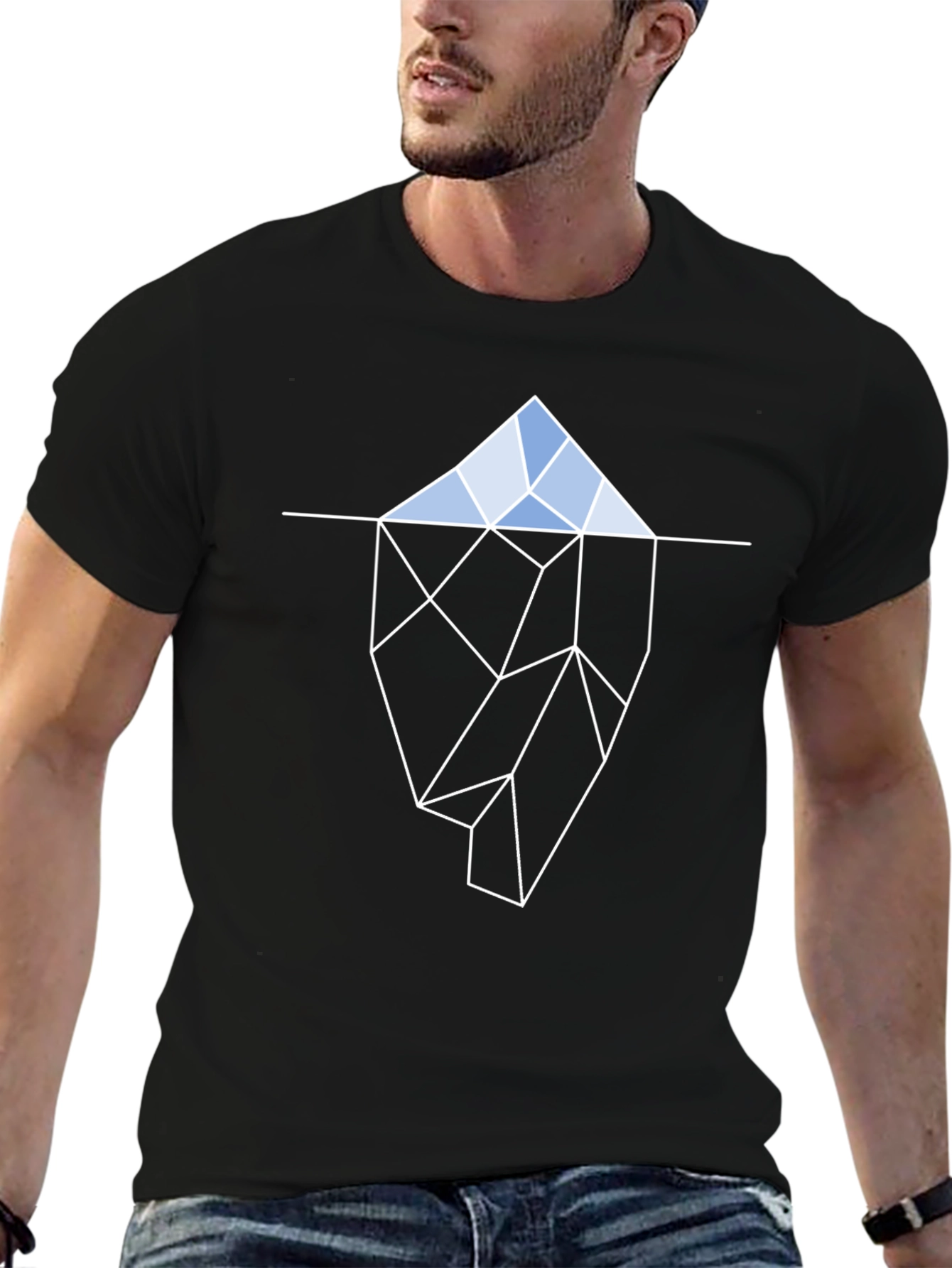 Geometric Iceberg T-Shirt - Black