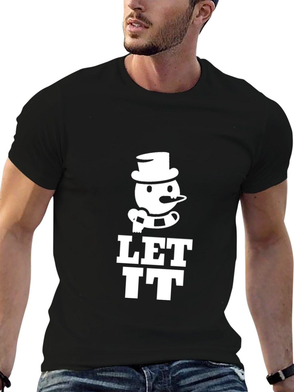 Let It Snowman Graphic Tee - Black